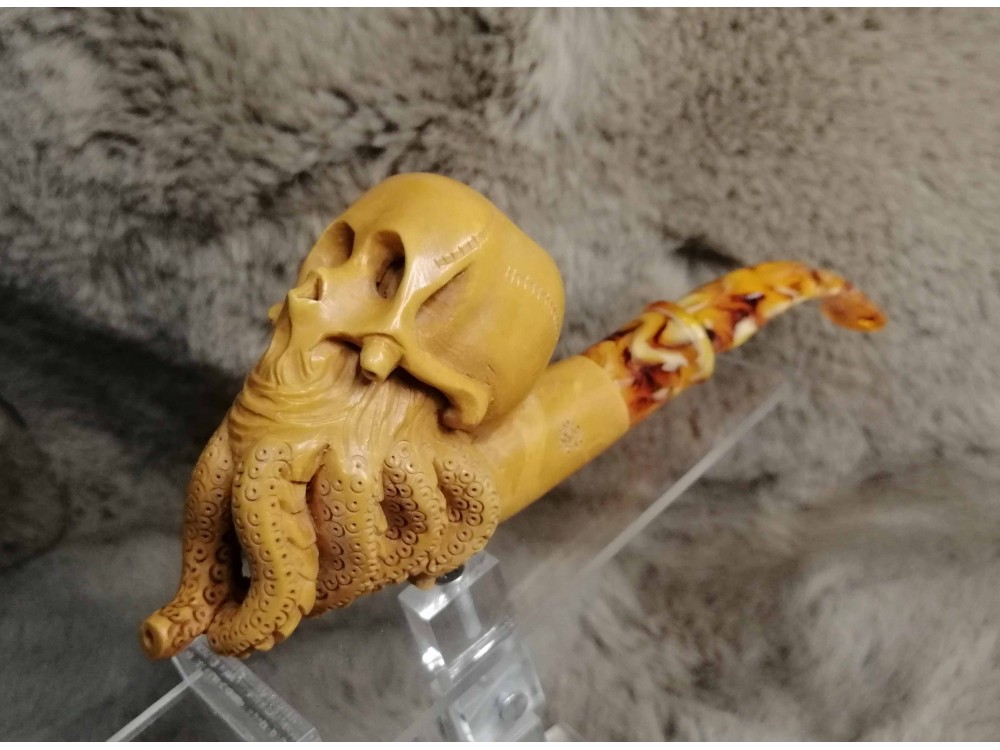  Block Meerschaum Octopus Skull Pipe