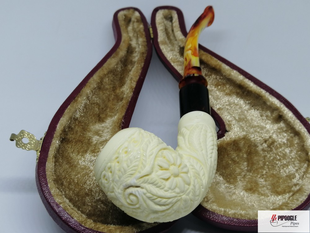 Block Meerschaum  15 Pcs + 20 Pcs Falcon Bowls+5 pcs fitted case with pipes
