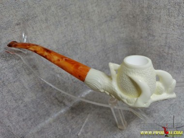 Block Meerschaum  15 Pcs + 20 Pcs Falcon Bowls+5 pcs fitted case with pipes