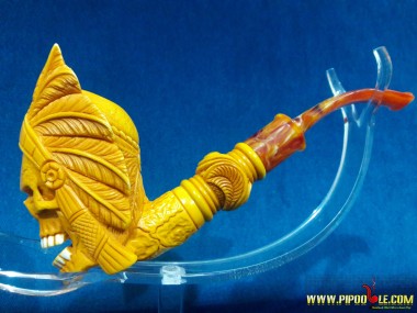 Meerschaum Indian Skull Pipe