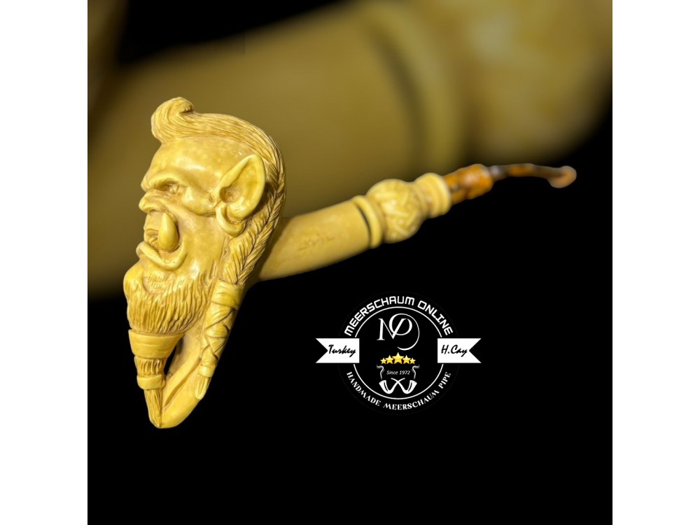 Handmade Block Meerschaum Warrior OrC Pipe (Portre)