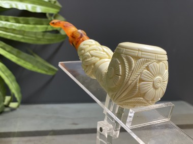 Block Handcarved Meerschaum Pipe (Two Part)