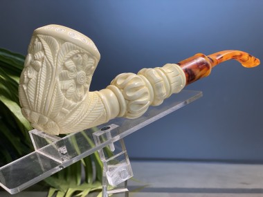Block Meerschaum Carved Pipe(Two Part)