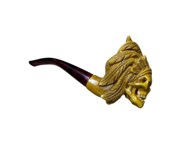 Block Meerschaum Tribal Skull Pipe