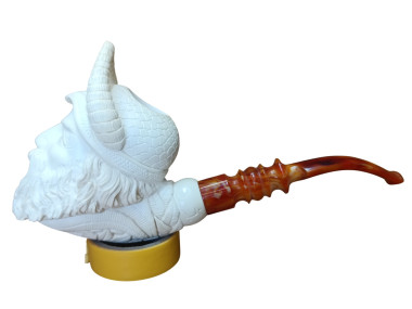 Block Meerschaum Viking With Double Horn Helmet Pipe