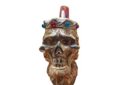 Block Meerschaum Jeweled Skull King Pipe