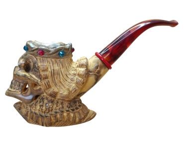Block Meerschaum Jeweled Skull King Pipe