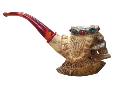 Block Meerschaum Jeweled Skull King Pipe