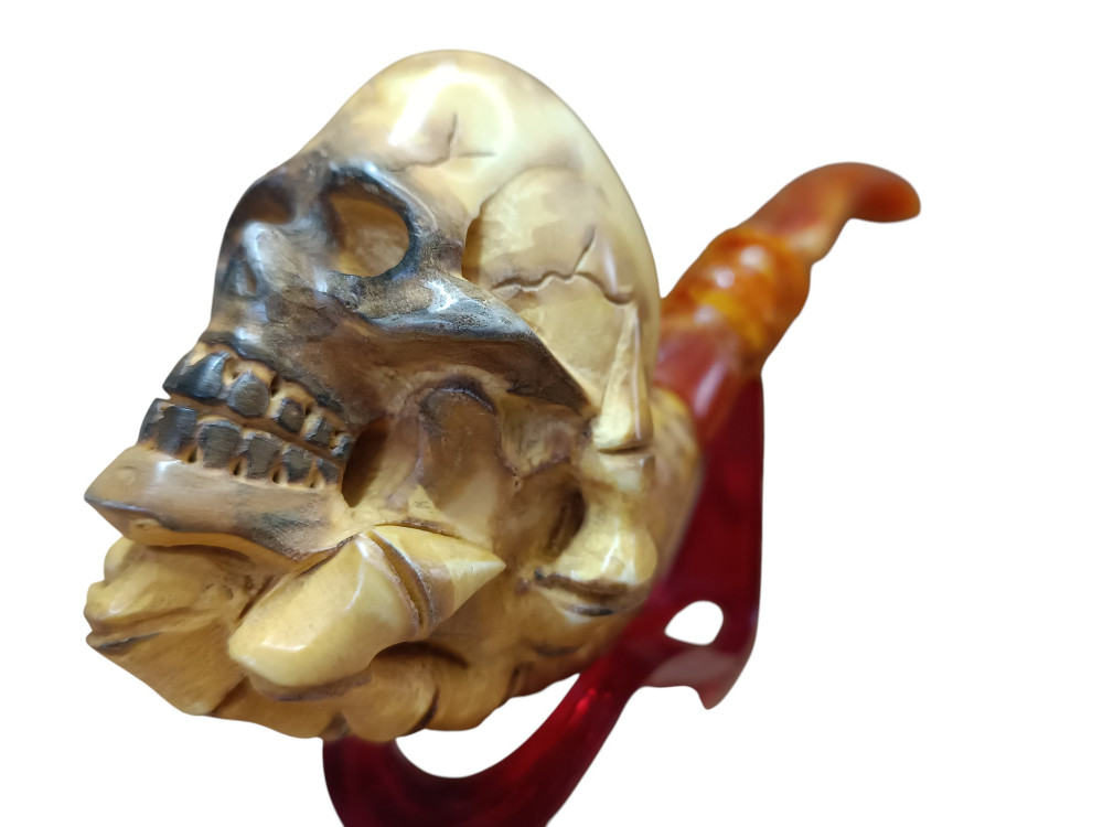 block meerschaum Ancient Skull pipe