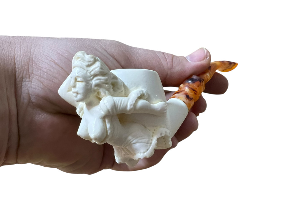 Artisan Figural Block Meerschaum Pipe Elegant Lady