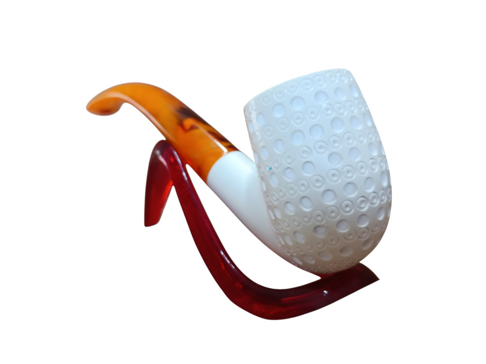 Geometric Dimple Carved Meerschaum pipe