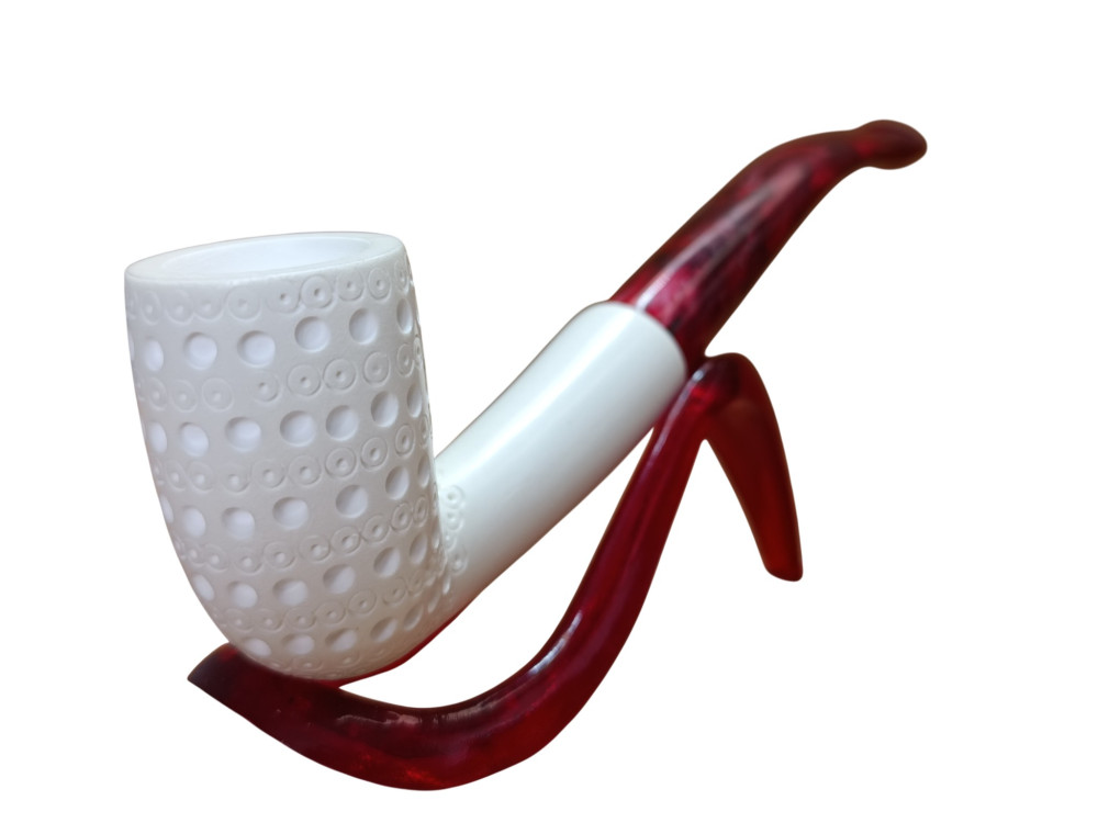 Crimson Orbit Textured Handmade Block Meerschaum Pipe