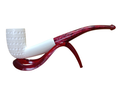 Crimson Orbit Textured Handmade Block Meerschaum Pipe