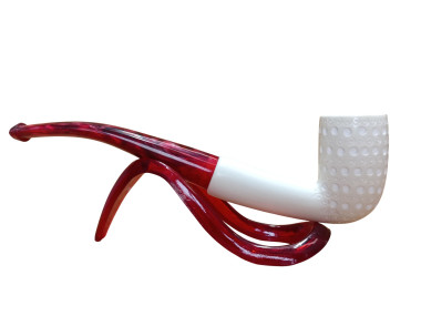 Crimson Orbit Textured Handmade Block Meerschaum Pipe