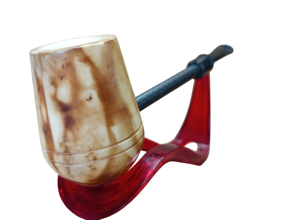 Earth Vein Naturally Patinated carbon fiber stam Handmade Block Meerschaum Pipe