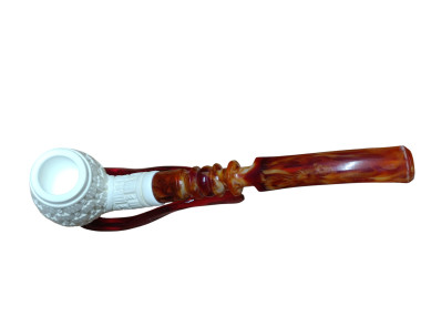 Gentleman Scholar Meerschaum Pipe with Geometric Carved Bowl