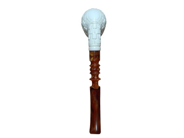 Gentleman Scholar Meerschaum Pipe with Geometric Carved Bowl