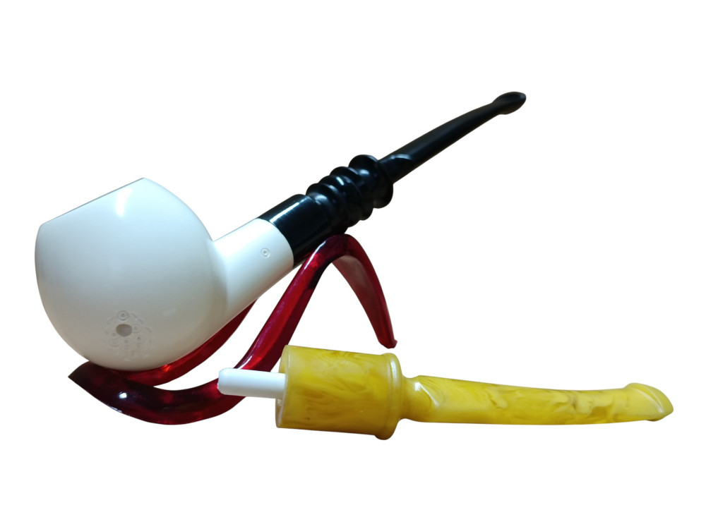 Dual Essence Balance Interchangeable Stem Handmade Block Meerschaum Pipe