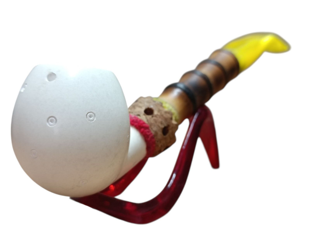 golden Nomad Handmade Block Meerschaum Pipe with Bamboo Style Shank and Yellow Stem